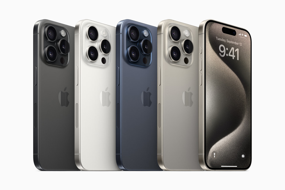 Press photograph of the Apple iPhone 15 Pro, from Apple Newsroom.