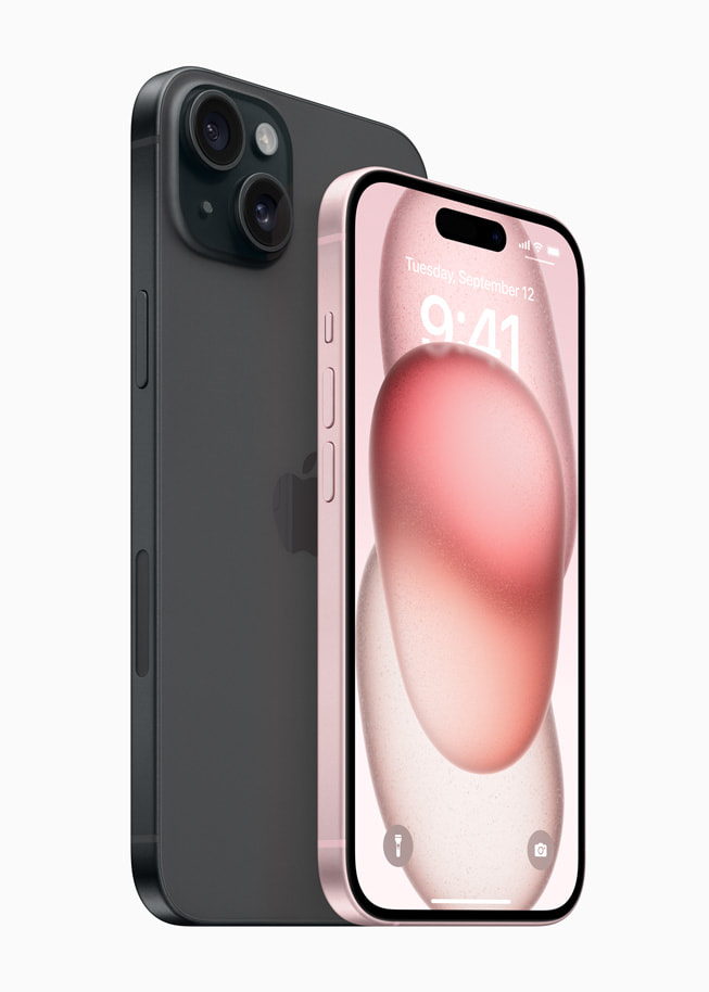 Press photograph of the Apple iPhone 15, from Apple Newsroom.